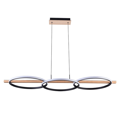 [LX24524] Suspension Brooke LED 40W noir mat avec finition bois