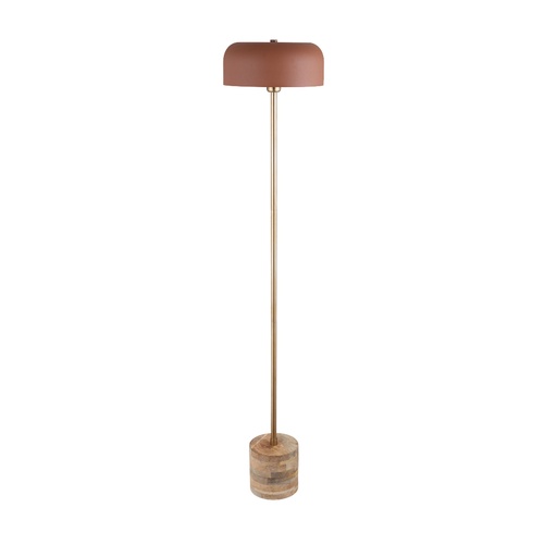 [LXIYSS401] Lampadaire Bella en métal terracotta et bois de manguier doré