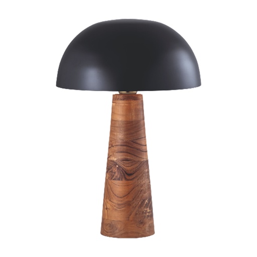 [LXIYSS312] Lampe à poser cervia en manguier et abat-jour en métal noir H45 cm