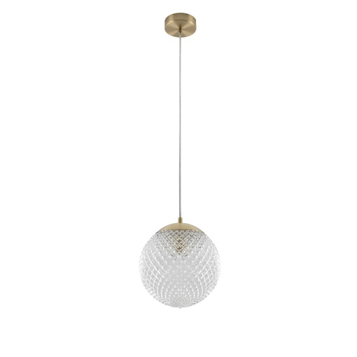 [SLX605034] Suspension globe Haloa en métal laiton vieilli et verre ciselé