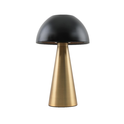 [SLX605040] Lampe à poser champignon Nocéa en métal dorée avec abat-jour noir