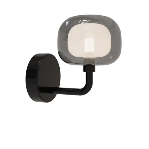 [SLX605055] Applique Zora en métal noir mat avec verre fumé opale