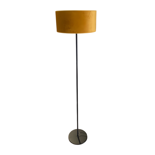 [COR655380CV-SOL] BOHEME - Lampadaire en velours moutarde et raphia