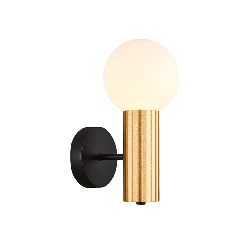 [SLX601501] Applique mural Candelis en métal noir avec verre opaque dorée