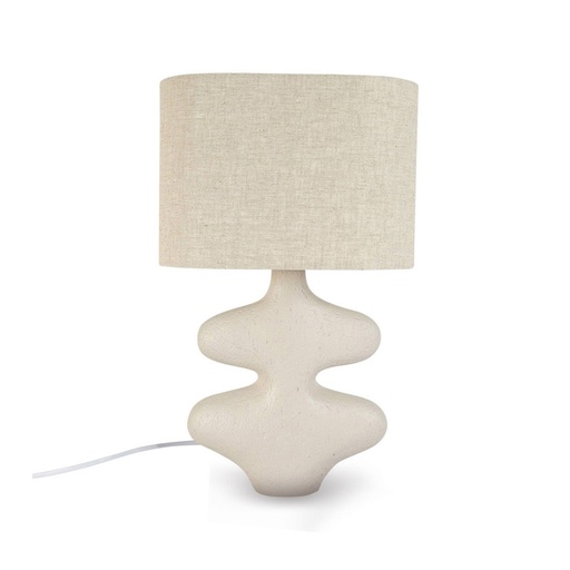 [OPJ016667] Lampe à poser organique en résine et tissu beige