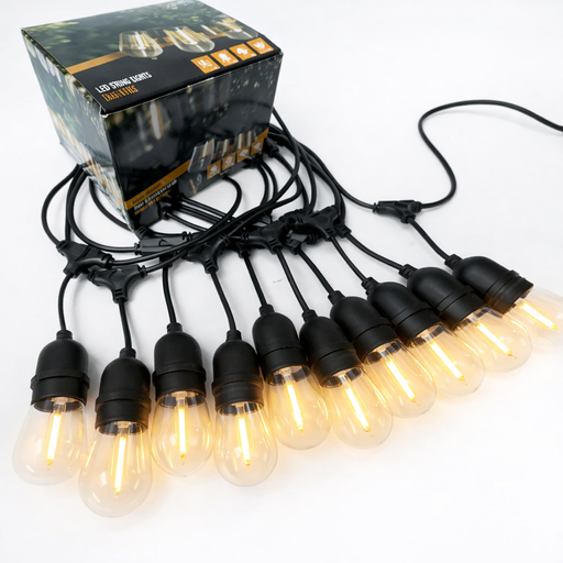 [SLX201010] Guirlande 10m noir avec 10 ampoules E27 1W 220V lumière jaune IP65