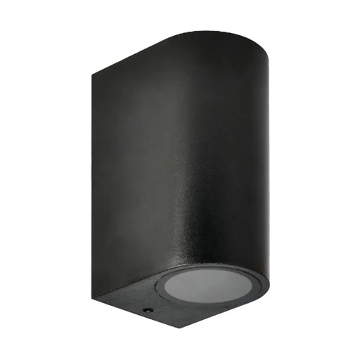 [SLXTS127A2B] Applique façade ronde 2 lampes en aluminium noir étanche IP65