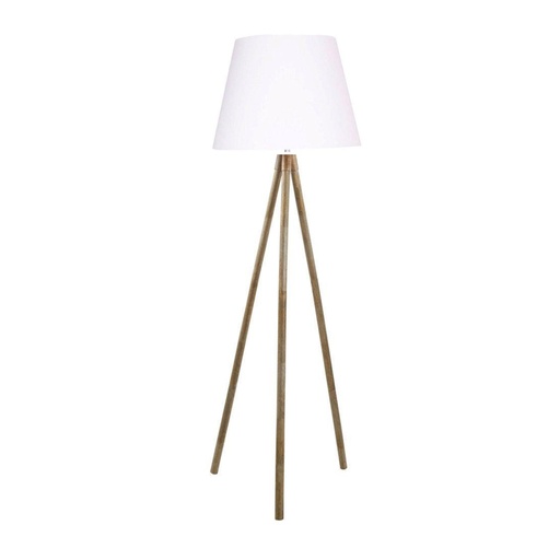 [MM214616C] Lampadaire Zhak en manguier et abat-jour coloris blanc H155