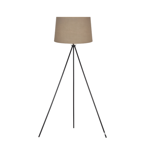 [GLO15650SC] Lampadaire Soeni en métal noir et abat-jour naturel Ø45