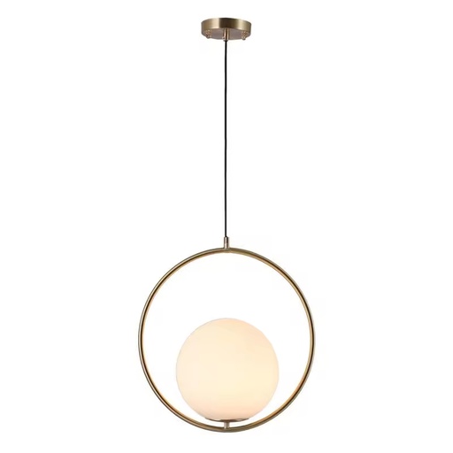 [SLX607014] Suspension Adrienna en metal doré et verre blanc opale