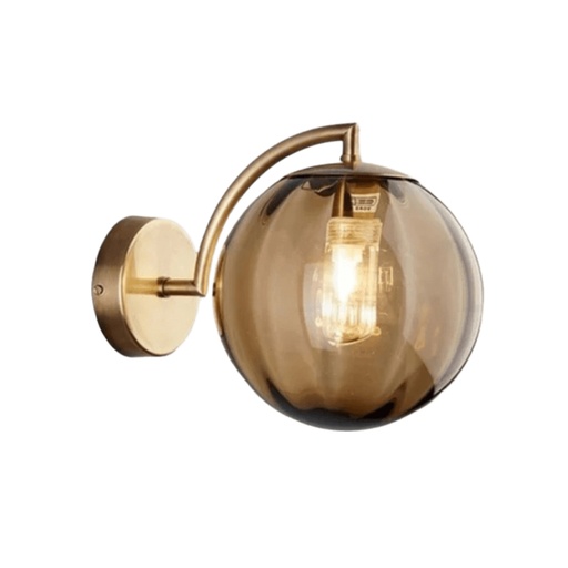 [SLX607033] Applique murale avec tige dorée et boule en verre ambré