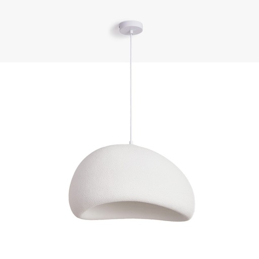 [SLX607034] Suspension scandinave wabi sabi en résine texturée blanche Ø30