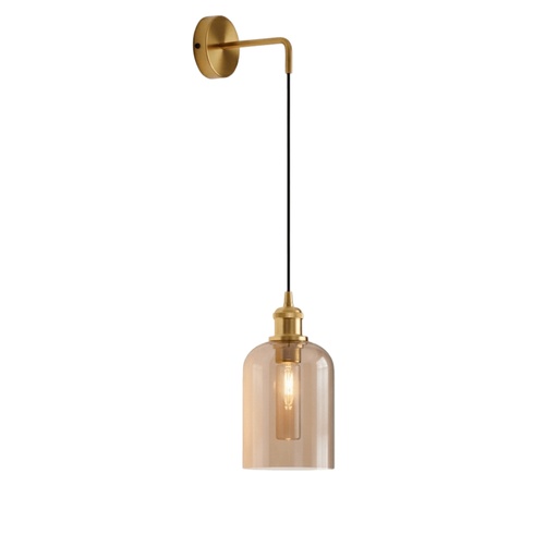 [SLX607047] Applique Jani en base dorée fil noir et double verre ambré