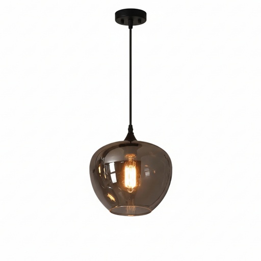 [SLX607051] Suspension Frank en metal noir et verre forme de bouteille fumé