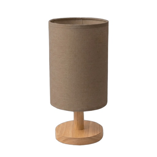 [SLX607079] Lampe à poser cylindrique en bois avec abat-Jour en tissu