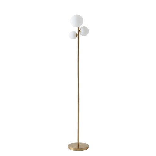 [SLX607083] Lampadaire 3 lampes melinda en métal doré avec de verre blanc