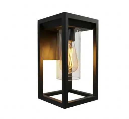 [SLX609012] Applique d'extérieur 25W en plastique noir avec abat-jour transparent IP44 