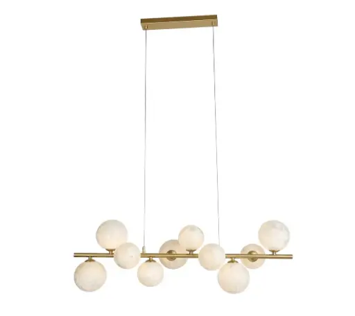[SLX608016] Lustre Carrara 10 lampes en métal base dorée et verre givré