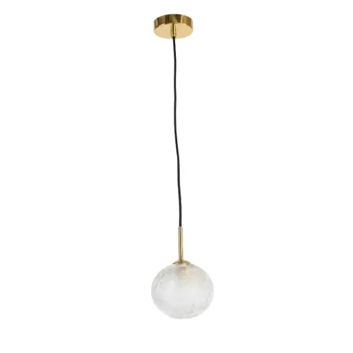 [SLX608017] Suspension Carrara en métal base ronde dorée et verre givré