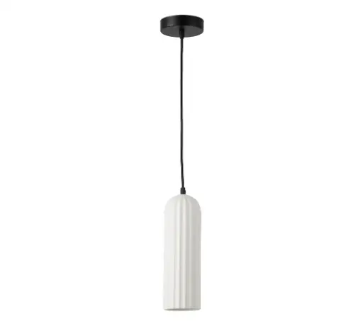[SLX608028] Suspension Miella en métal avec base ronde, câble noir et abat-jour en verre cannelé 