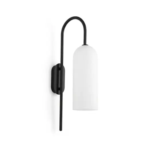 [SLX608029] Applique murale Miella en métal finition noir mat et abat-jour en verre cannelé 