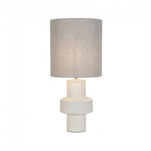 [COR657203M] Lampe à poser Venus en céramique et abat-jour en lin gris clair