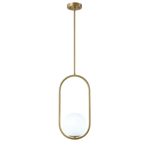 [SLX607096G] Suspension Avanos en métal dorée ovale avec globe blanc