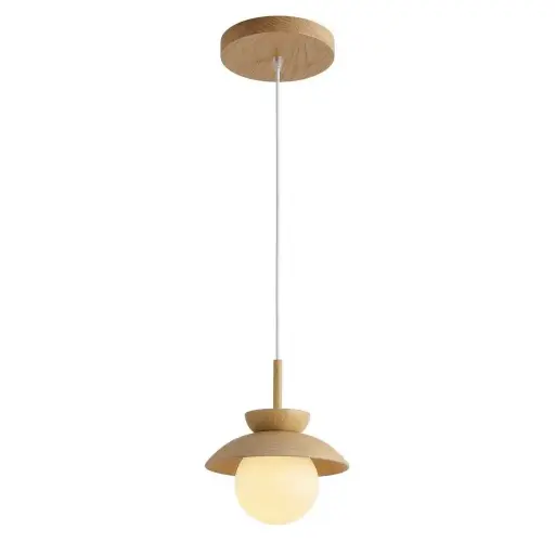 [SLX607104] Suspension Sinoa avec base ronde en verre Imitation fruits de bois marron 