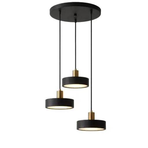 [SLX607117B] Lustre 3 lampes LED Kuly en métal noir dorée  