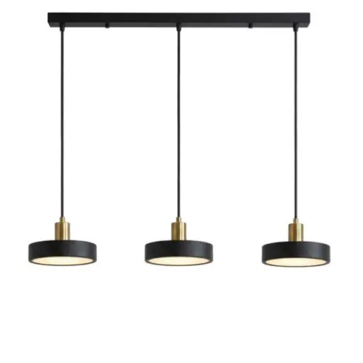 [SLX607118B] Lustre 3 lampes LED Kuly en métal minimaliste noir 