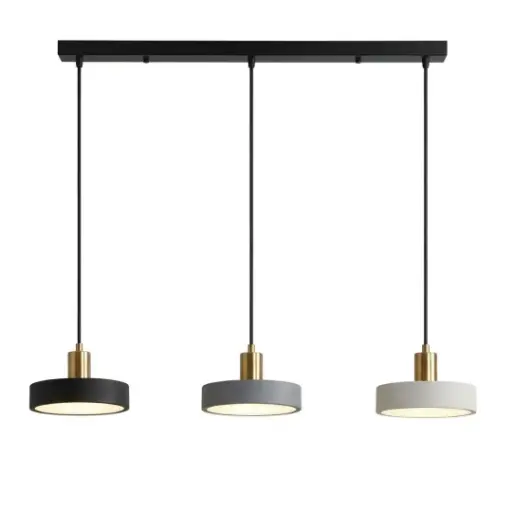 [SLX607118B] Lustre 3 lampes LED Kuly en métal minimaliste noir gris blanc 