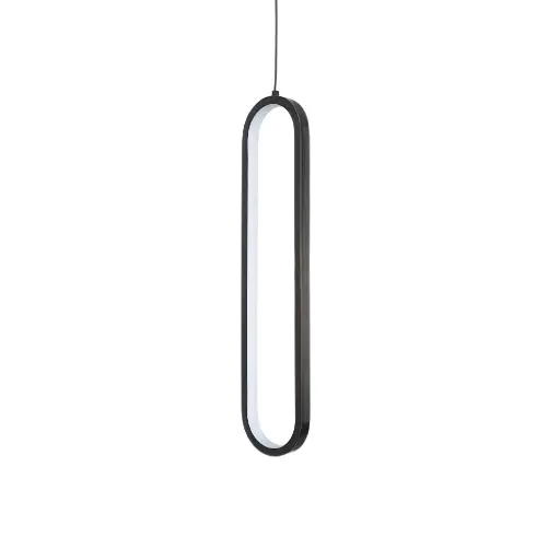 [SLX607120B] Suspension LED en métal base noir et abat-jour allongé verre opalin 