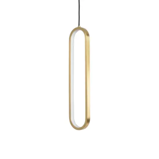 [SLX607120G] Suspension LED en métal base doré et abat-jour allongé verre opalin 