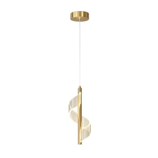 [SLX607123G] Suspension LED en métal doré ombrée acrylique spirale blanc 