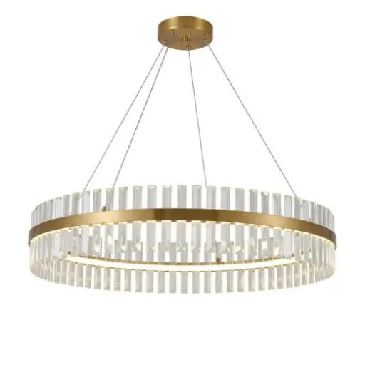 [SLX607127G] Suspension LED Francesca en métal base doré verre crystal tricolore 
