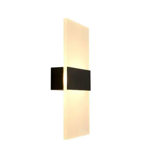 [SLX607139B] Applique murale LED carrée en acrylique noir éclairage tricolore