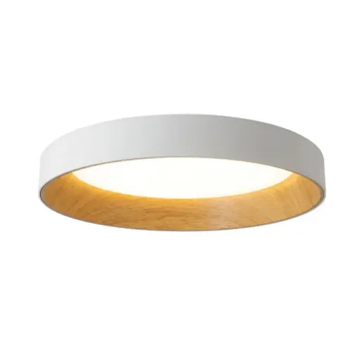 [SLX607149W] Plafonnier LED rond en métal blanc effet bois éclairage tricolore Ø50  