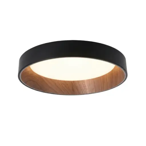 [SLX607149B] Plafonnier LED rond en métal noir effet bois éclairage tricolore Ø50  