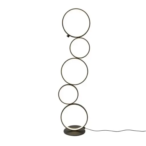 [SLX607155B] Lampadaire LED Fruko rond en métal colonne noir éclairage tricolore 
