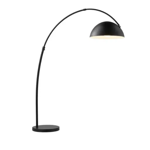 [SLX607158B] Lampadaire arc Courviro en métal noir avec abat-jour dôme 
