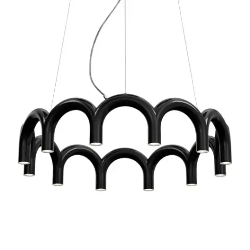 [SLX607160B] Lustre / Suspension LED linéaire Gordra en métal noir minimaliste éclairage tricolore 