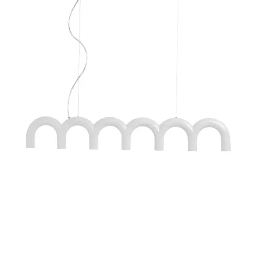 [SLX607161W] Suspension Hashira forme courbée en métal blanc éclairage tricolore 