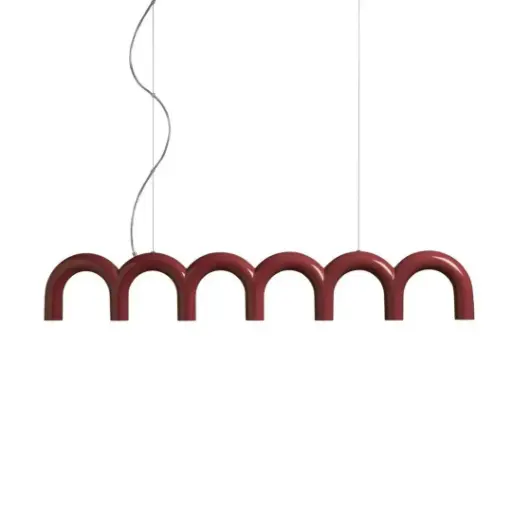 [SLX607161R] Suspension Hashira forme courbée en métal rouge éclairage tricolore 
