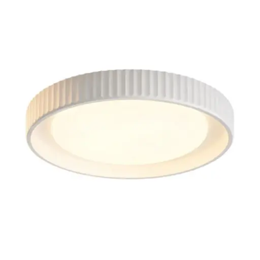 [SLX607162W] Plafonnier moderne côtelé avec abat-jour acrylique blanc éclairage tricolore Ø50