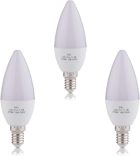 [VTA7263] Pack de 3 Ampoules LED Bougie C37 E14 5.5W Lumière jaune