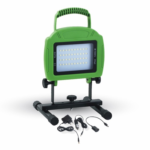 [VTA5735] Projecteur rechargeable LED 20W Vert Lumière Blanche étanche IP54