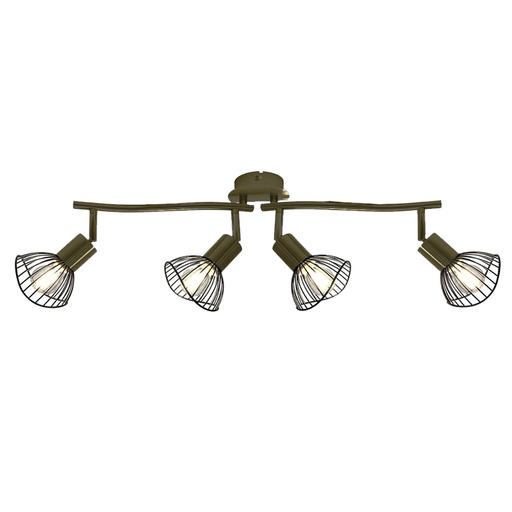 [MACJB107] Spot/plafonnier Matthys 4 lampes en métal laiton et noir