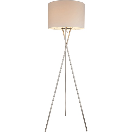 [GLO24685N] Lampadaire Gustav en métal nickel mat et textile blanc