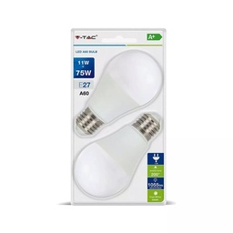 [VTA7299] Pack de 2 ampoules LED A60 E27 11W Lumière blanche Froide