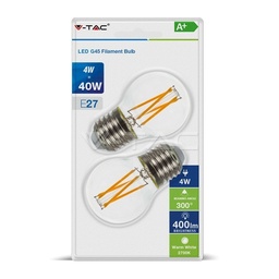 [VTA7367] Pack de 2 ampoules LED G45 E27 4W Lumière jaune